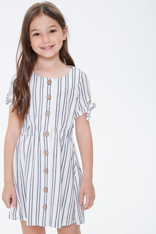 Vestido de Rayas con Botones Frontales GIRLS | 00397751 (6790234308801)